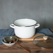 В японском стиле круглая утолщенная керамическая эмаль суп горшок стеклянная крышка маленький соусник сковорода кастрюля детское молоко лапша здоровье cokker