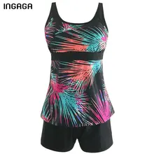

INGAGA 2018 New Two-piece Swimsuits Digital Printed Swimwear Women Retro Vintage Large Size Swim Wear Bathing Suits XXL
