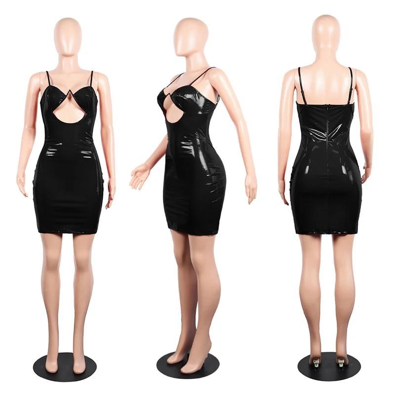 PinePear/высококачественное платье из искусственной кожи для ночного клуба, женское мини-платье с тонкими ремешками, Сексуальные вечерние клубные платья