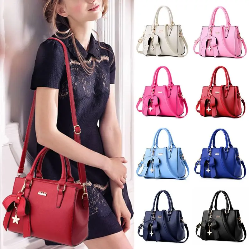 السيدات النساء الجلود حقيبة كتف مع القوس قلادة محفظة حمل حقيبة يد رسول Crossbody حقيبة أعلى-حقائب بيد