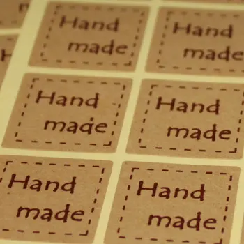 

Handmade Sticker 1000pcs/lot 25*25mm Vintage Stickers Kraft Label Sticker DIY Hand Made For Gift Cake Baking Sealing Sticker