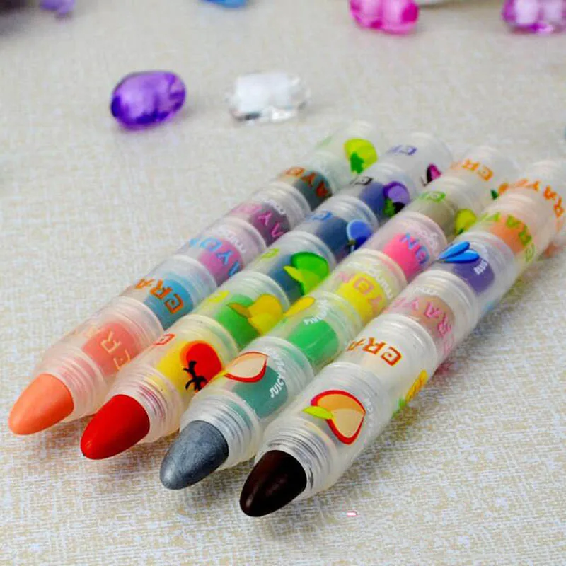 

4PCS Removable Cute Candy Color Smiley Face Crayons Painting Crayons Children Holiday Birthday Party Small Gifts Graffiti Pens