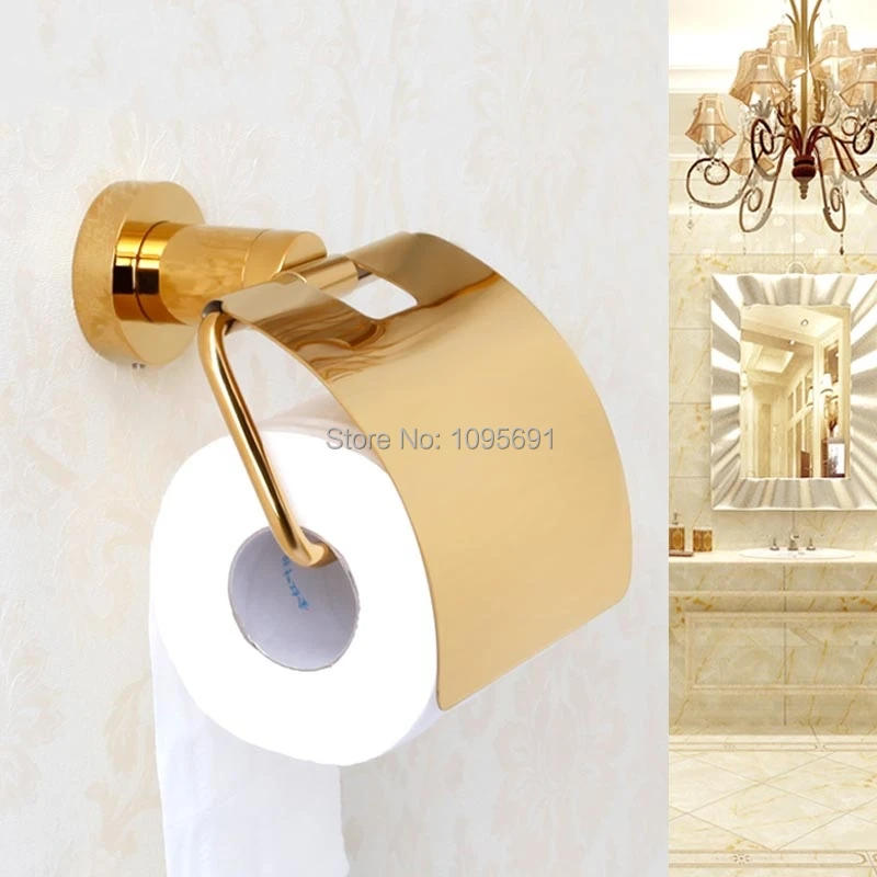 ФОТО Free shipping Solid copper brass gold paper box roll holder toilet gold paper holder tissue box Bathroom Accessories