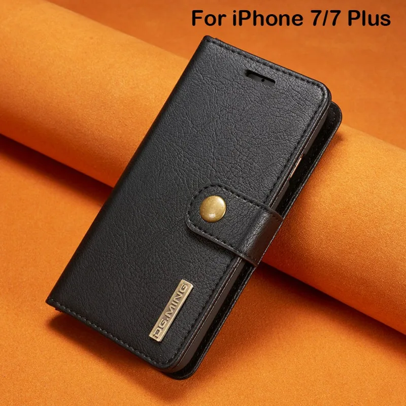Magnetic Detachable Wallet For iPhone 7 Plus Leather Case Genuine Card Holder Flip Cover For iPhone 7 Detachable Magnetic Case