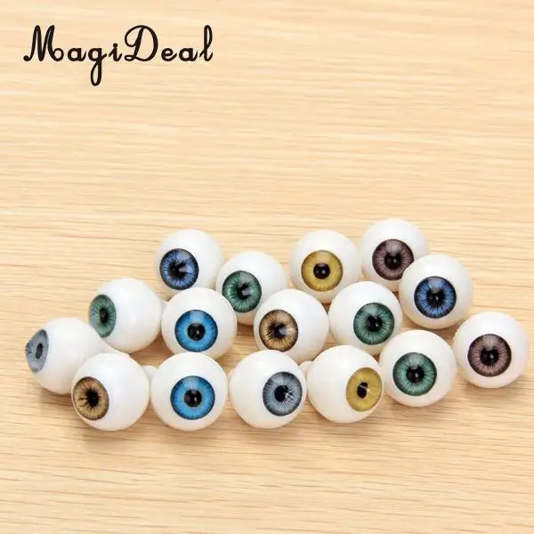MagiDeal 8Pcs/Set Round Acrylic Plastic Doll Eyes Eyeballs for Porcelain Dolls Animals Halloween Props DIY Toys 14mm