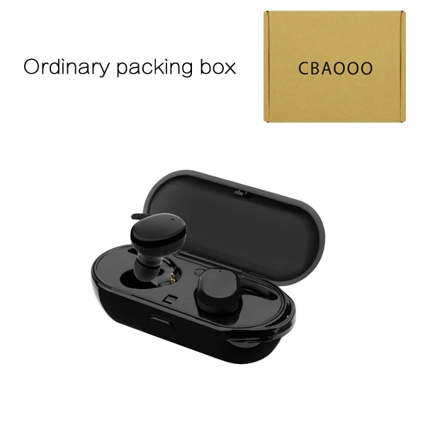 CBAOOO T2S TWS Bluetooth 5,0 наушники Беспроводная гарнитура сенсорное управление Стерео Бас водонепроницаемые наушники с зарядным устройством портативные - Цвет: Ordinary packing box