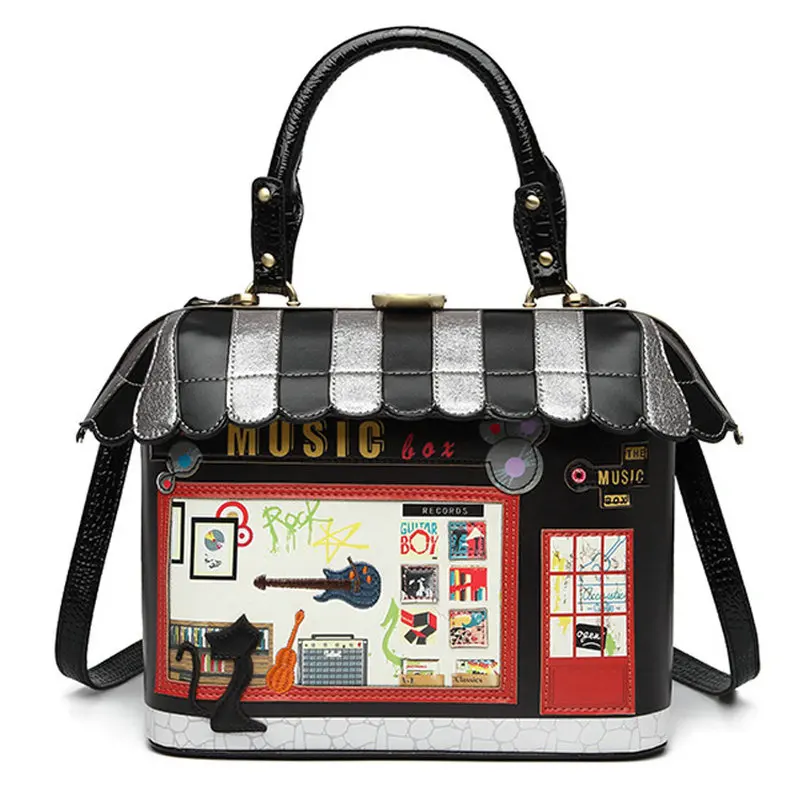 Funny Novelty Printed Womens Leather Handbags Shoulder Tote