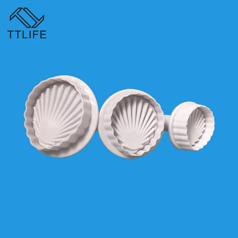 

TTLIFE 3PCS Shell Shape Fondant Embossing Mold Plastic Cookie Mold Diy Cake Decorative Mold Baking Tool Kitchen Accessories