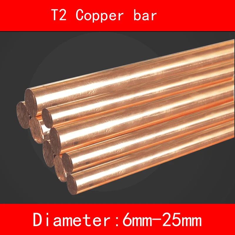

T2 copper straight bar diameter 6mm-25mm length 100mm good electrical Heat conduction Corrosion resistance easier to machine