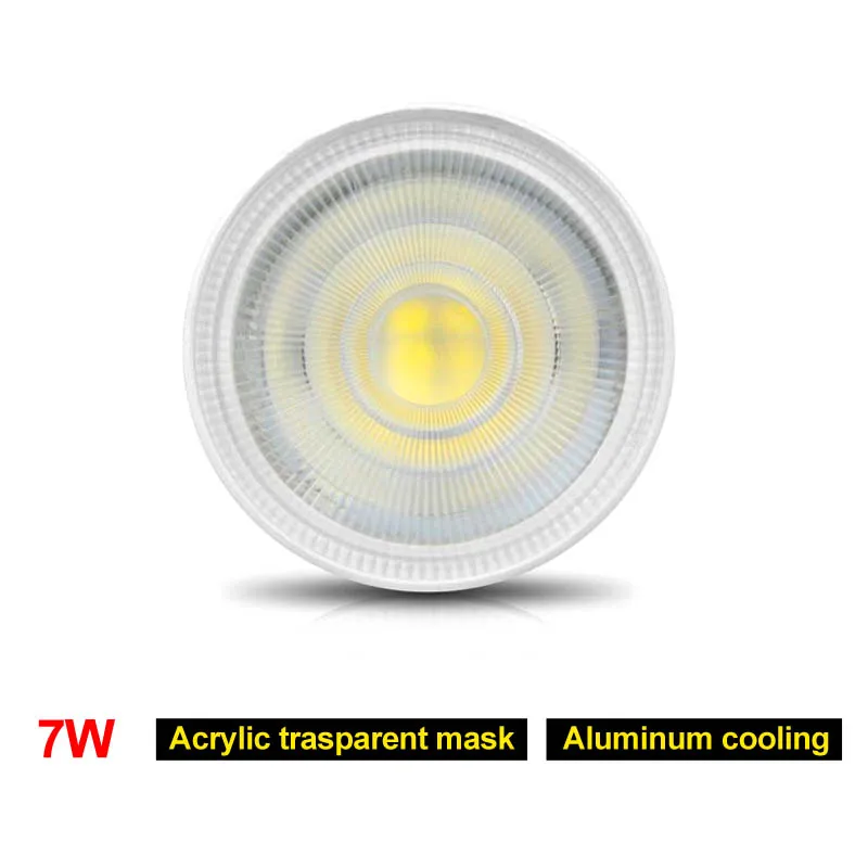 GU5.3 GU10 MR16 220V Светодиодный точечный светильник, 3 Вт, 4 Вт 5 Вт 7 Вт Светодиодный светильник светодиодный лампы вниз светильник потолочный светильник Lamparas/белый/теплый белый/розовый/фиолетовый - Испускаемый цвет: Trasparent 7W