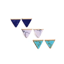 3 цвета синий белый зеленый мраморный треугольник маленькие серьги натуральный камень треугольной формы простые серьги-гвоздики модные ювелирные изделия