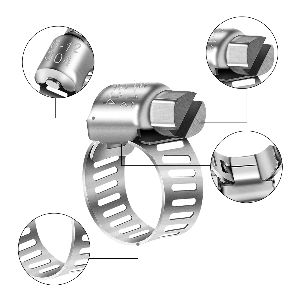 pack of 10 HOSE CLAMP JUBILEE CLIP 12MM 20MM SS STAINLESS STEEL