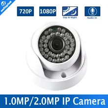 720 P 1080 P Камеры Видеонаблюдения Купольная HD 1MP CMOS 2-МЕГАПИКСЕЛЬНАЯ IP-КАМЕРА камера Аудио WIFI Дополнительный ИК 20 м 3.6 мм Объектива Ик-Крытый Использования Onvif