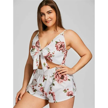 

Women Floral Beach Party Playsuit Plus Size Ladies Summer V-Neck Romper S-5XL White Sexy Overall 2019 Casual Print Boho Clothes
