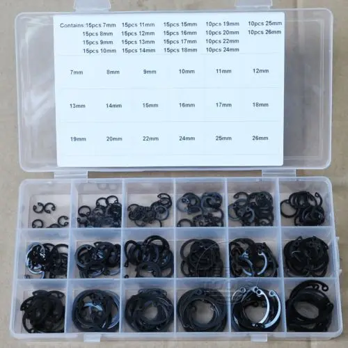 7mm 26mm Steel Internal Circlip Retaining Ring Snap Ring Assortment Kit
