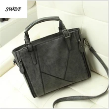 2016 Women Fux Suede Tote Bags Big Solid Patchwork Splice Messenger Bag For Women PU Leather
