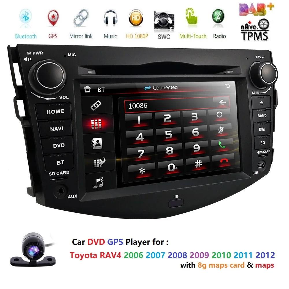 Hizpo Car in Dash Radio for Toyota RAV4 2006 2007 2008 2009 2010 2011 2012 7 inch Monitor DVD Player GPS Navigation Stereo BT SD