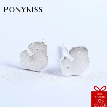 

PONYKISS Trendy Solid S925 Sterling Silver Minimalist Horn Sweet Stud Earrings Women Party Anniversary Fine Lover Birthday Gift