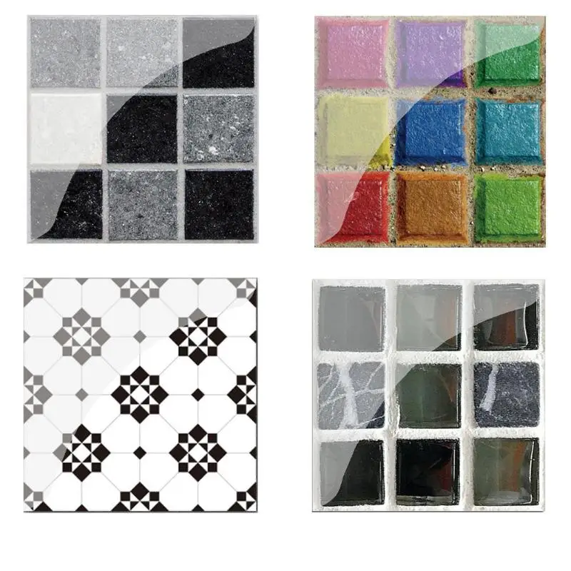 19pcs Pvc Waterproof Mosaic Tile Wall Sticker Kitchen Tiles Decals Mosaic Tile Wall Sticker Kitchen Tiles