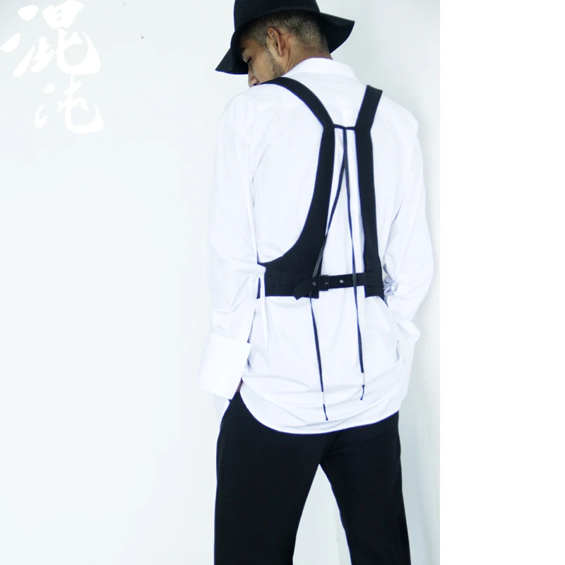 

Customized 2019 Men's clothing New irregular three-dimensional structure cutting ribbon neutral couple Big code Vest S~5XL