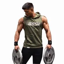 Жилет для бега с капюшоном Мужские рубашки для бега быстросохнущие плотно облегающие майка для тренажерного зала фитнес без рукавов футболки спортивные