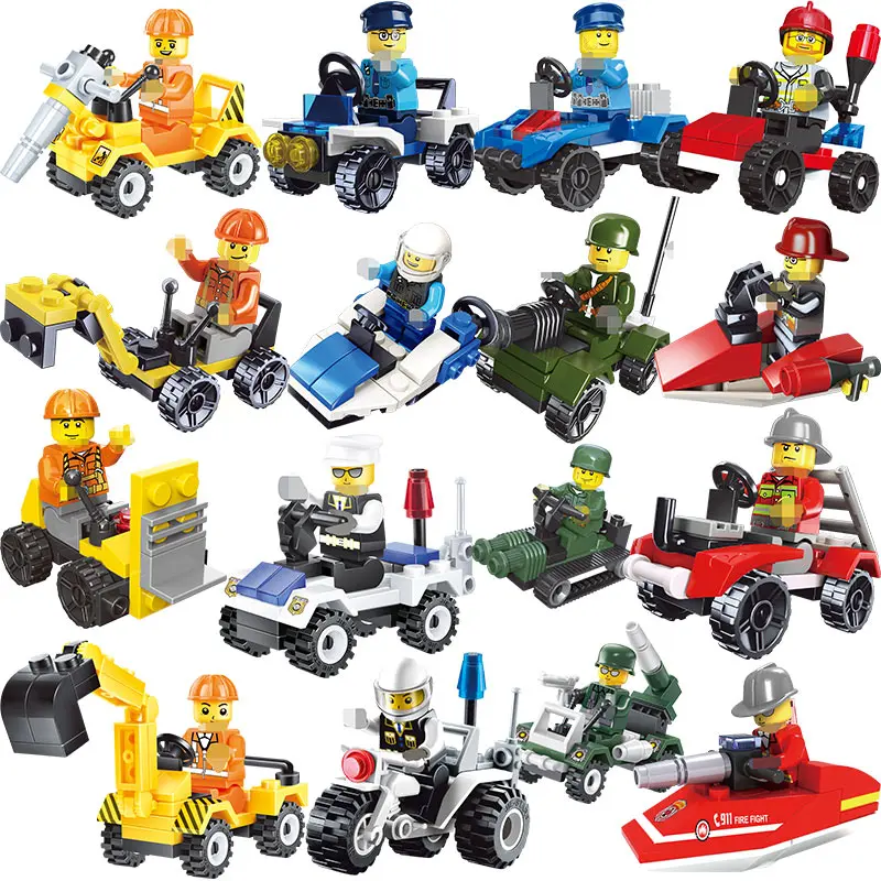 City Series Legoed City Police Car Fighter Construction Vehicle Building Blocks Mini Sets Figure Bricks Educational Toys for Kid