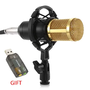 

Microphone BM800 Karaoke Condenser Professional Studio Microphone Audio Equipment Stand With Sound Card For Computer Karaoke Mic