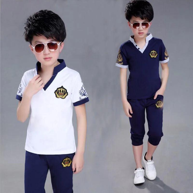 

2019 summer boys clothes sport suit set new fashion casual short sleeve children clothing T-shirt + short pant set kids clothes