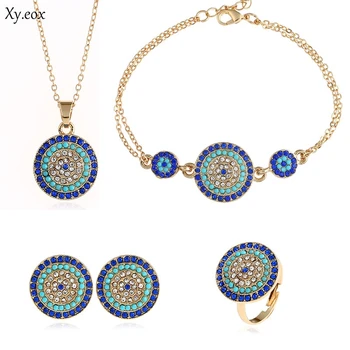 

5pcs/set Jewelry Necklace Micro Pave Zircon Turkish Evil Eye set
