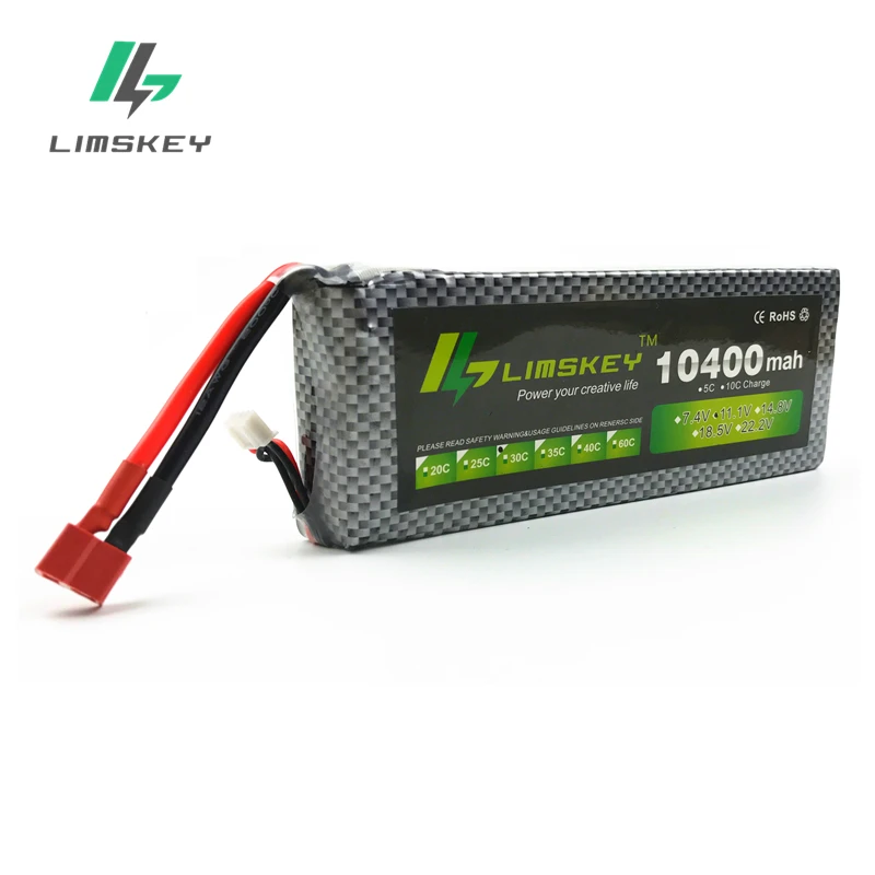 Limskey Power 11 1V 10400mAh 3s lipo battery 30C batteries and charger XT60 T plug for