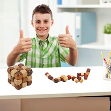 Логическая игрушка, деревянная 3D игрушка Kongming с замком, кубик-змейка, головоломка, игрушка-головоломка, интеллектуальная игра для детей и взрослых