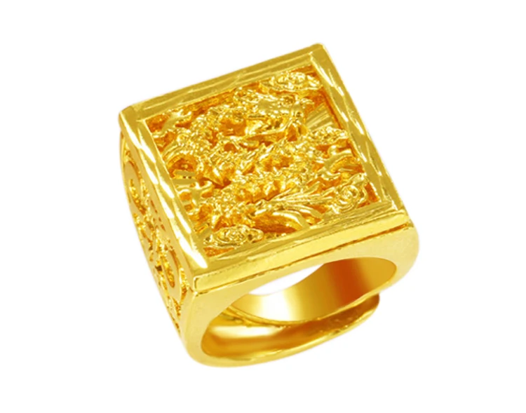Вьетнамские аллювиальные золотые мужские кольца, латунные ювелирные изделия, винтажные властные кольца с драконом