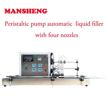 

Automatic liquid filling machine with four nozzles for peristaltic fluids Disposable hand sanitizer Filling machine