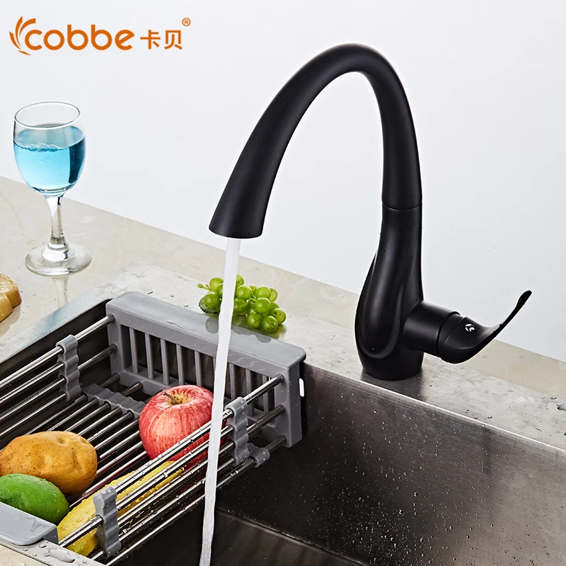 Classic Black Kitchen Faucets Ceramic & Plastic Valve Mixer For The
