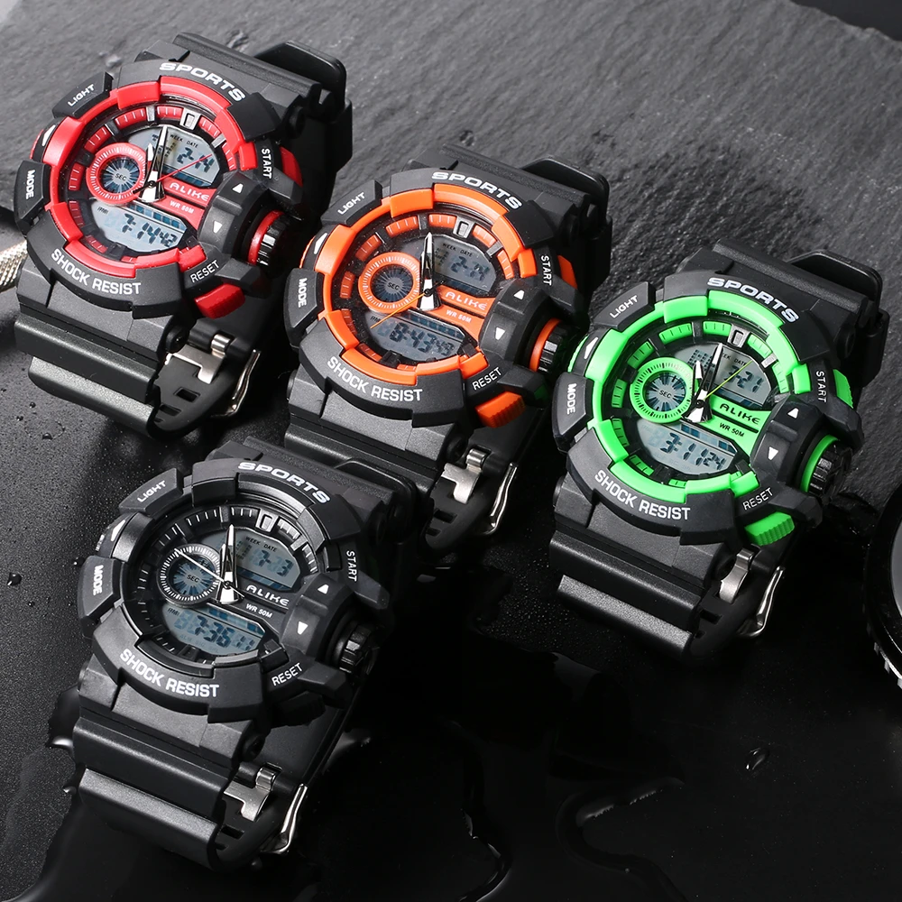 Beli Pria Jam Tangan 2018 SERUPA Laki laki Olahraga Jam 50 m Waterproof Digital Watch G Gaya Quartz Syok Menonton Relojes Hombre hodinky Dropship