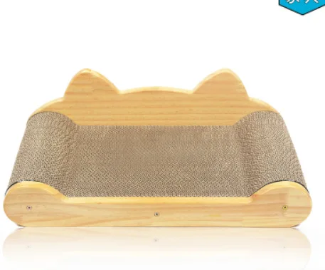Кошка гофрированная бумажная кровать с деревянные подставки Когтеточка для котят доска ПЭТ забавная платформа диван для отдыха для кошек скребок игрушки CW215 - Цвет: 3