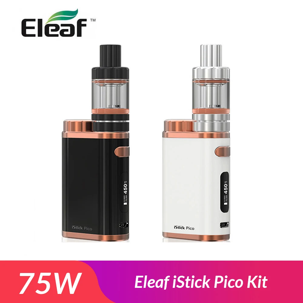 

Original Eleaf iStick Pico Kit 75W +MELO 3 (Mini) atomizer Tank 2ML/4ML+ EC 0.3ohm Coil Headel ectronic cigarette vaporizer kit
