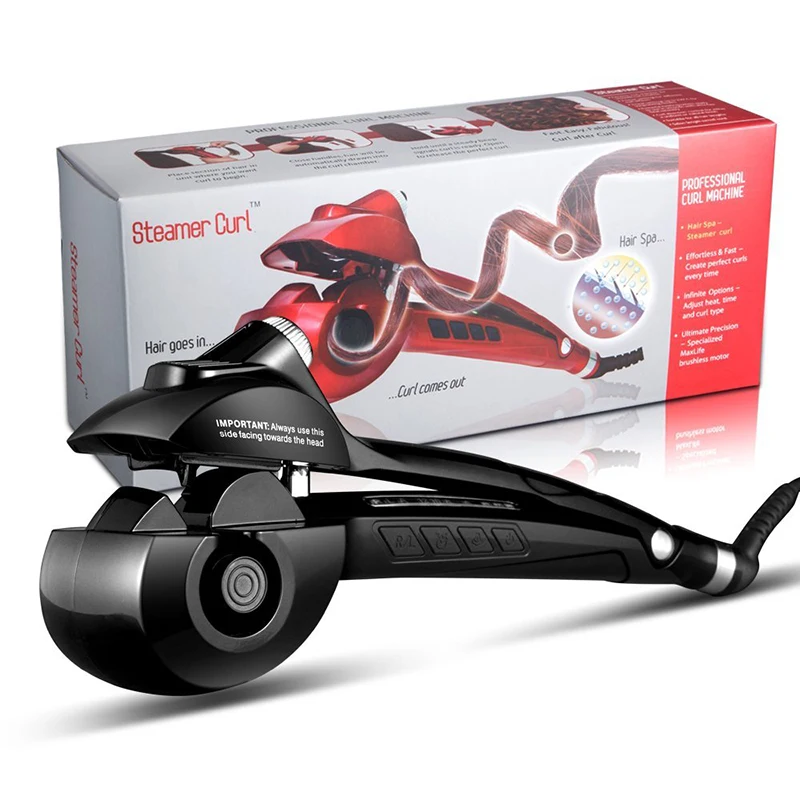 

Automatic Hair Steam Curler Ceramic Curling Iron Bar Salon Professional Rotating Styling Steamer Spray Curl Spiral Machine Tool