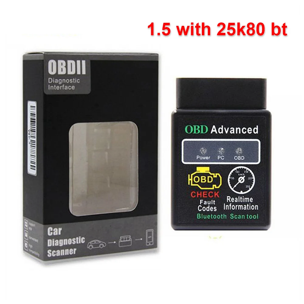 Новейший чип OBDII ELM327 V1.5 Bluetooth PIC18F25K80 работает на дизельных автомобилях аппаратное обеспечение V1.5 программное обеспечение V2.1 для Android/PC ELM 327 V1.5