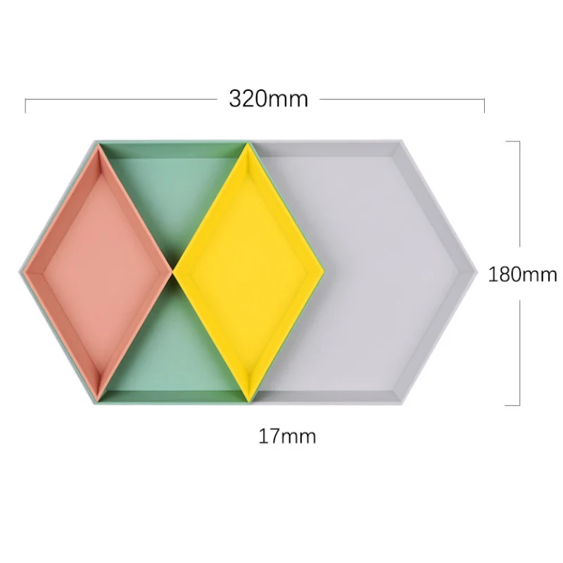 4 шт./компл. многоугольное Ювелирное Украшение десертный Поднос настольный комбинированный лоток для хранения скандинавских геометрических алмазных металлических шестиугольных тортов фруктовое блюдо