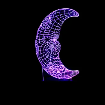 

Acrylic Engraving Art Moon 3d Lighting Table Lamp Crescent Face 3d Touch Desk Lamp Table Moderne Colorful Nightlight