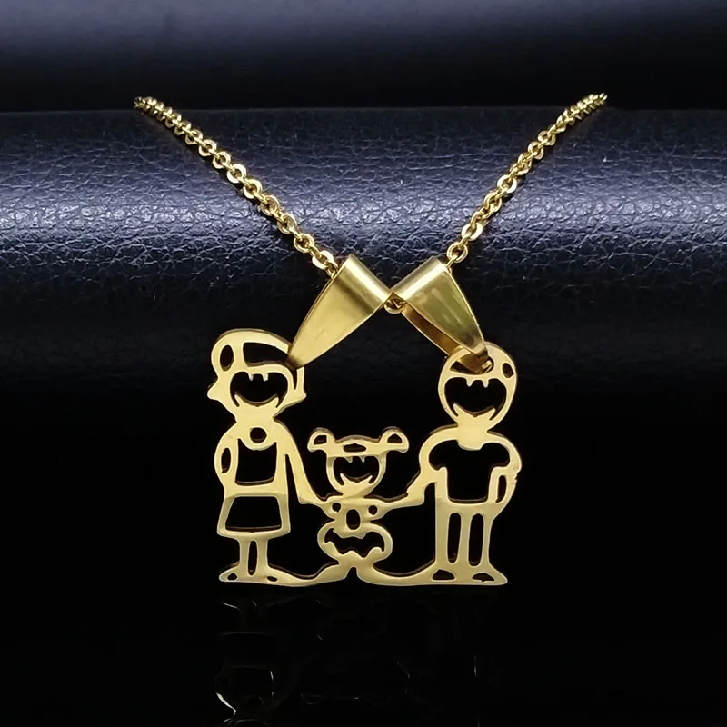 Горячая Распродажа, семейное ожерелье s, для мальчиков, детей, женщин, Золотая цепочка, ожерелье из нержавеющей стали, ювелирные изделия, подарок на день Святого Валентина, joyas ND310A