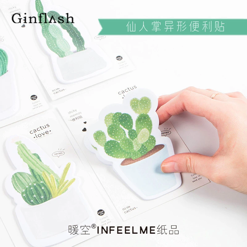 

4pcs/lot Fresh Cactus Love Memo Pad Sticky Notes Memo Notebook Stationery Papelaria Escolar School Supplies
