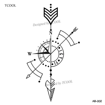 

HXMAN Arrow Temporary Tattoo Sticker Compass Tattoos for Women Sexy Body Art Waterproof Men Hand Fake Tatoo 9.8X6cm AB-002