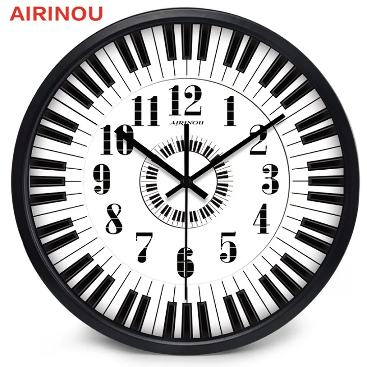 Airinou пианино клавиатура музыка тема концертный зал, гостиная анти туман стекло настенные часы - Цвет: A095B