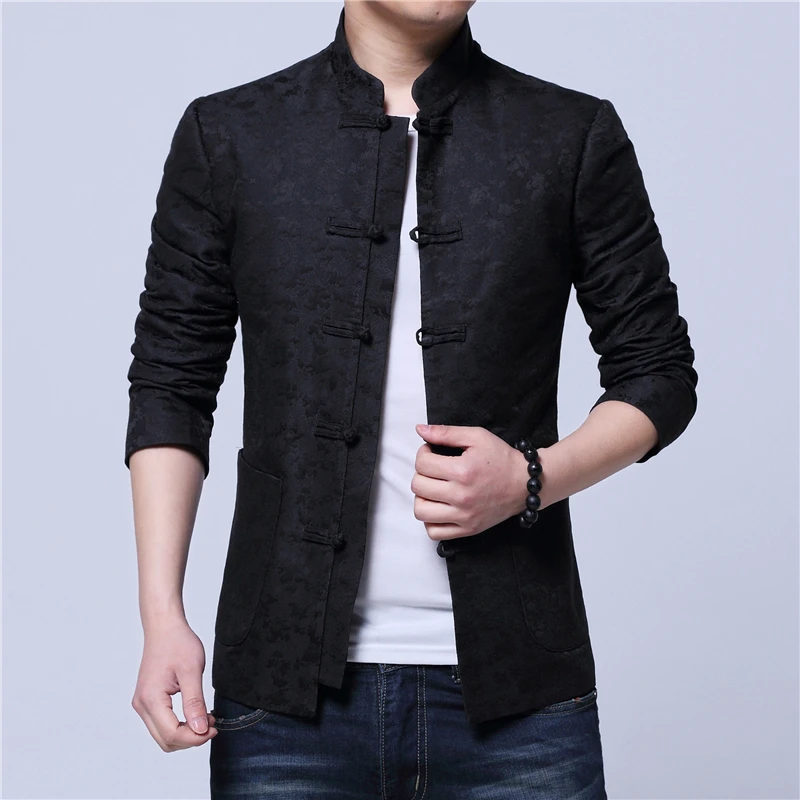 4xl Fit Xl rouge Veste Slim Manteaux Longues 2xl Manches Taille M Top À L bleu Style 3xl Noir Mode Chinois Hommes Imprimer De S xeodCB