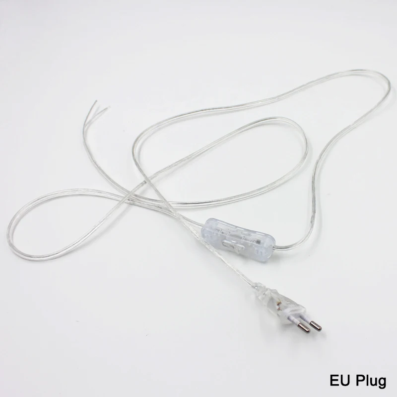  line Cable 1.8m with Button switch EU Plug Light Switching Transparent Wire Extension Power Cord wi - 32733159141