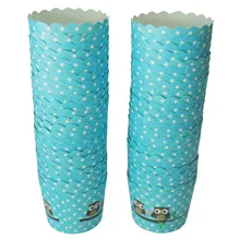 50X бумажный чехол для кексов с изображением Голубой Совы, формы для выпечки, формы для выпечки