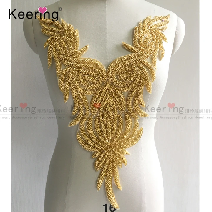 

Handmade pearl large applique for wedding dress.WDP-072