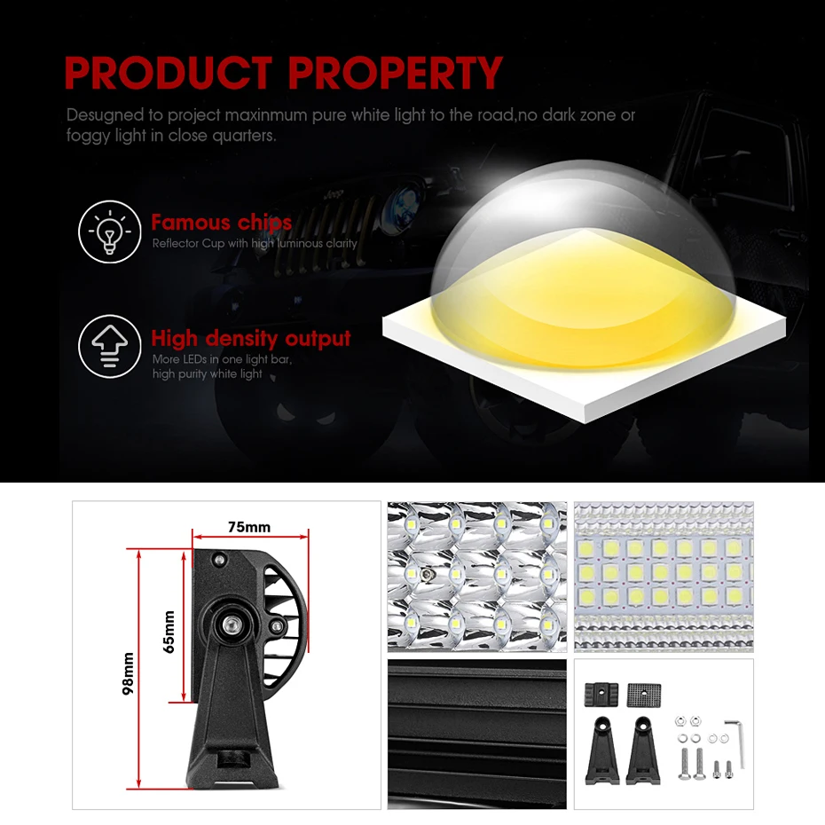 Oslamp 3 ряда 1" 20" 2" 34" 4" 50" прямой/изогнутый СВЕТОДИОДНЫЙ светильник бар 4x4 внедорожный светодиодный рабочий светильник 6000 К пятно+ Наводнение Combo Луч светодиодный бар